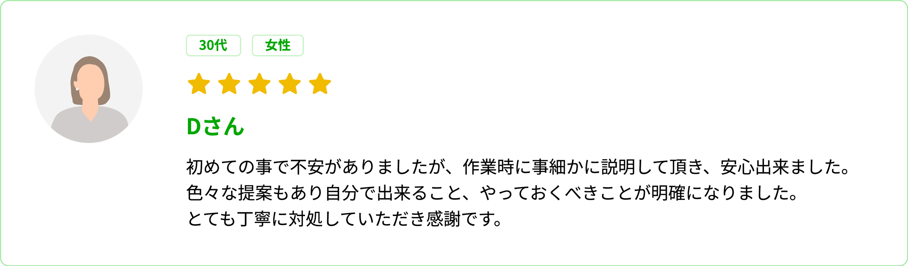 お客様の声 Dさん